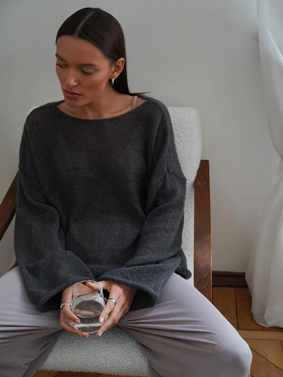 Boho Sheer Hollow Out Knit Top - TEVQA