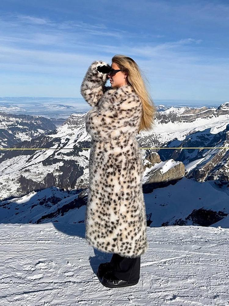Vintage Leopard Print Long Faux Fur Coat Secondary image