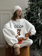 Vintage Red 'I'm from CCCP' Misha Bear Sweatshirt - TEVQA