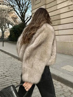 Shaggy faux fur cropped jacket - View 8 | TEVQA
