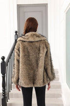 Luxe Grey Belted Faux Fur Coat - View 16 | TEVQA