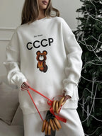 Vintage Red 'I'm from CCCP' Misha Bear Sweatshirt - TEVQA