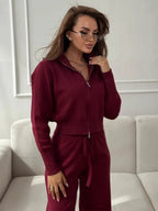 Elevated Double-Zip Knit Set - View 12 | TEVQA