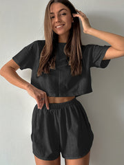 White Hollow Out Eyelet Lounge Set