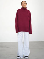 Oversized Ribbed Knit Turtleneck Sweater - View 16 | TEVQA