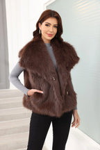 Oversized Lapel Faux Fur Vest - View 15 | TEVQA