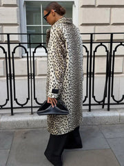 Vintage Leopard Print Faux Fur Long Coat - TEVQA