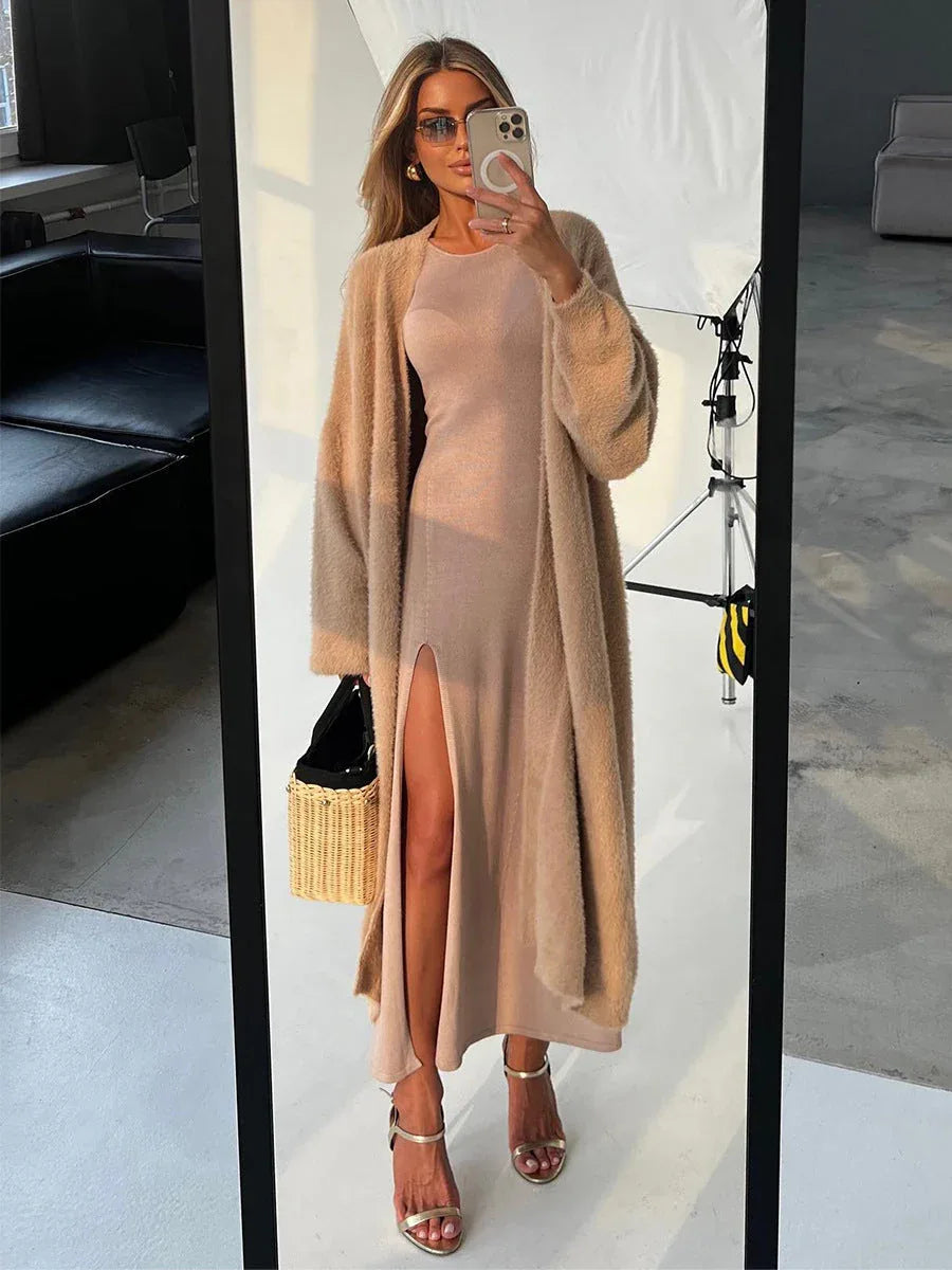 Luxe Faux Mink Maxi Cardigan - View 13 | TEVQA