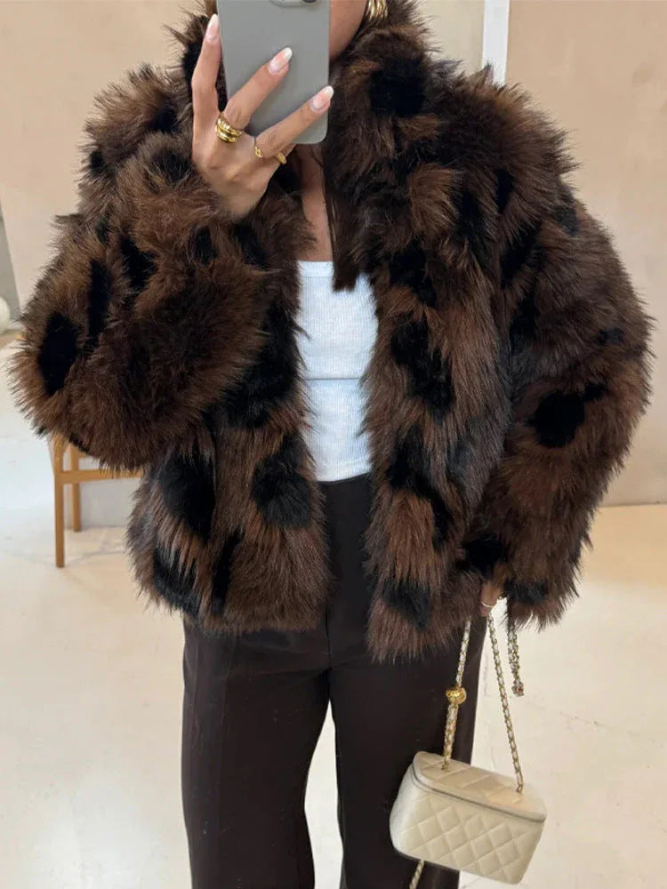 Wild Luxury Spotted Faux Fur Cropped Jacket Secondary image