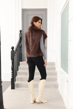 Oversized Lapel Faux Fur Vest - View 17 | TEVQA