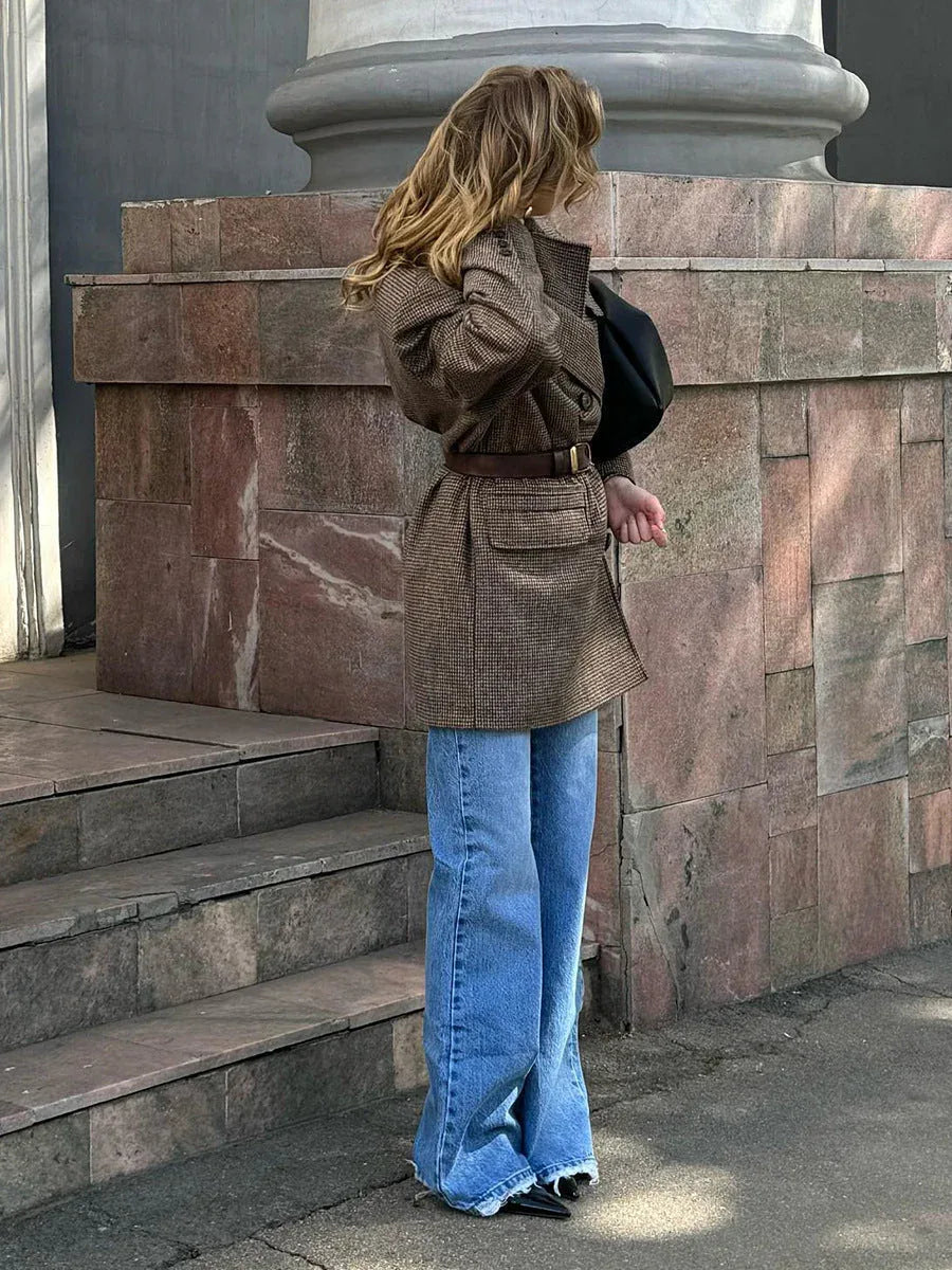 Heritage Houndstooth Wool Blend Coat - TEVQA