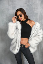 Alpine Glow Hooded Faux Fur Jacket - View 10 | TEVQA