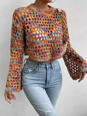 Crochet Knit Crop Top - View 6 | TEVQA