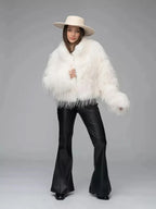 Shaggy faux fur cropped jacket - View 12 | TEVQA