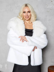 Snow Angel White Faux Mink Hooded Coat - TEVQA