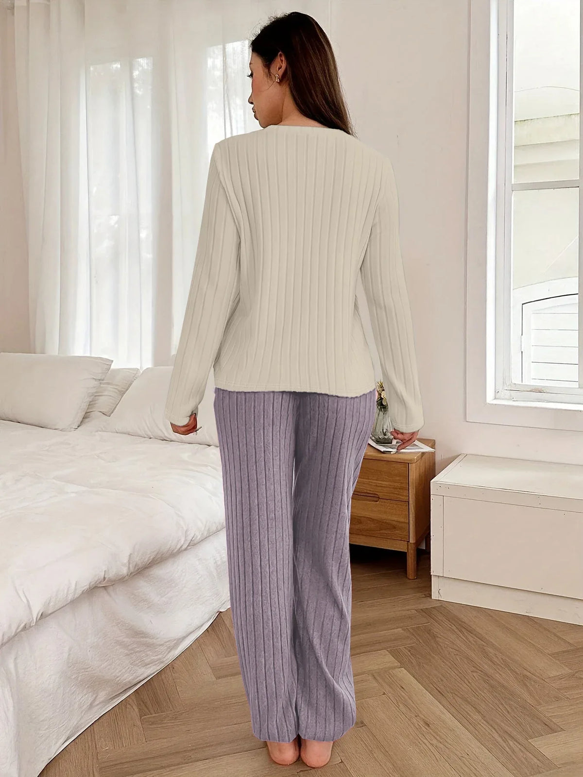 Coquette Heart Patch Colorblock Lounge Set - View 16 | TEVQA