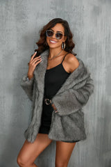Gradient Faux Fur Coat - View 13 | TEVQA