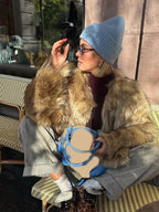 Plush Faux Fur Cropped Jacket - View 8 | TEVQA
