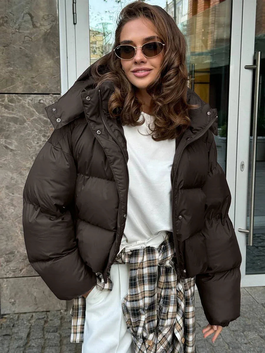 Short hooded puffer jacket - View 12 | TEVQA