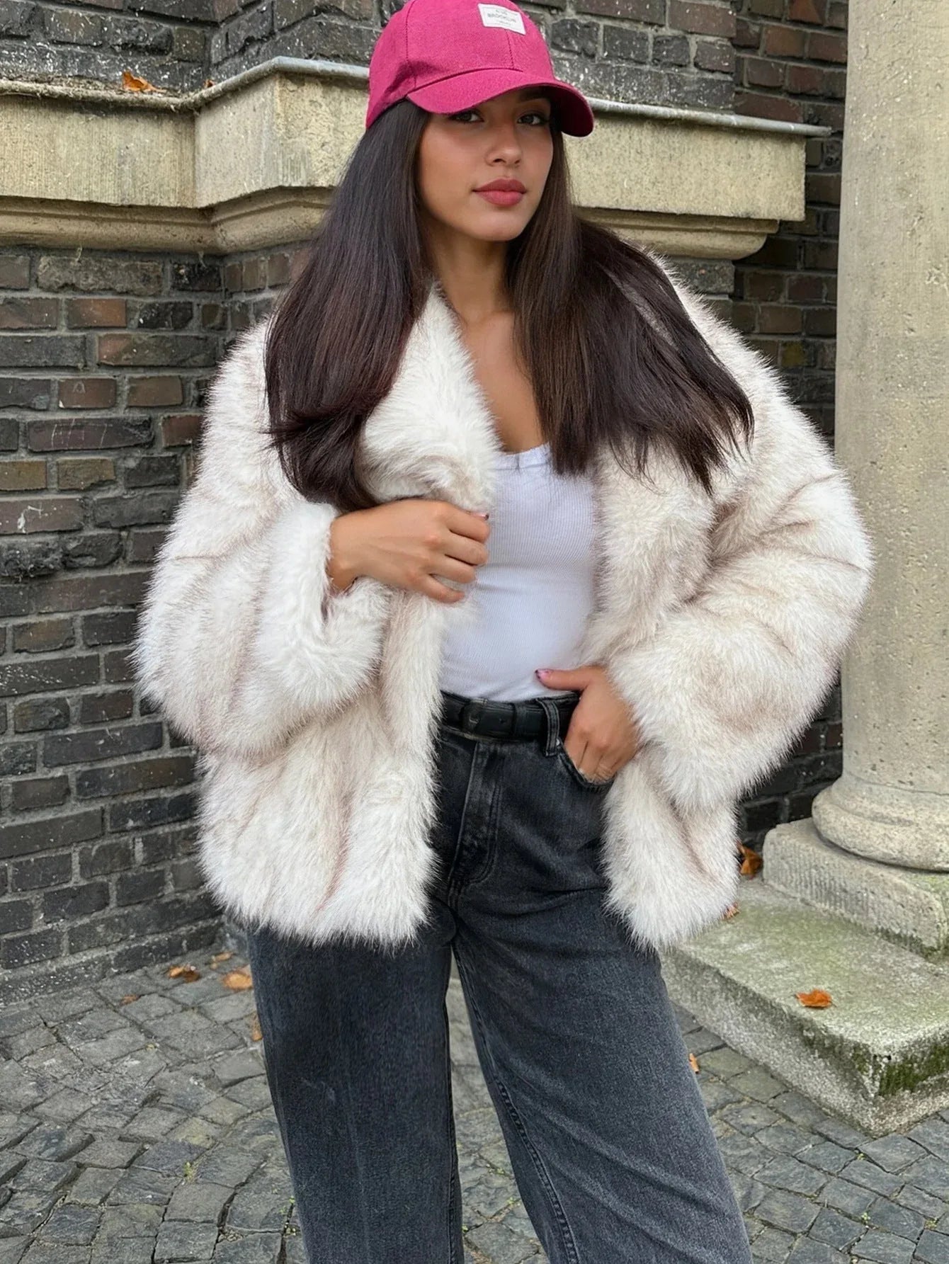 Snowflake Luxe Faux Fox Fur Jacket - View 6 | TEVQA