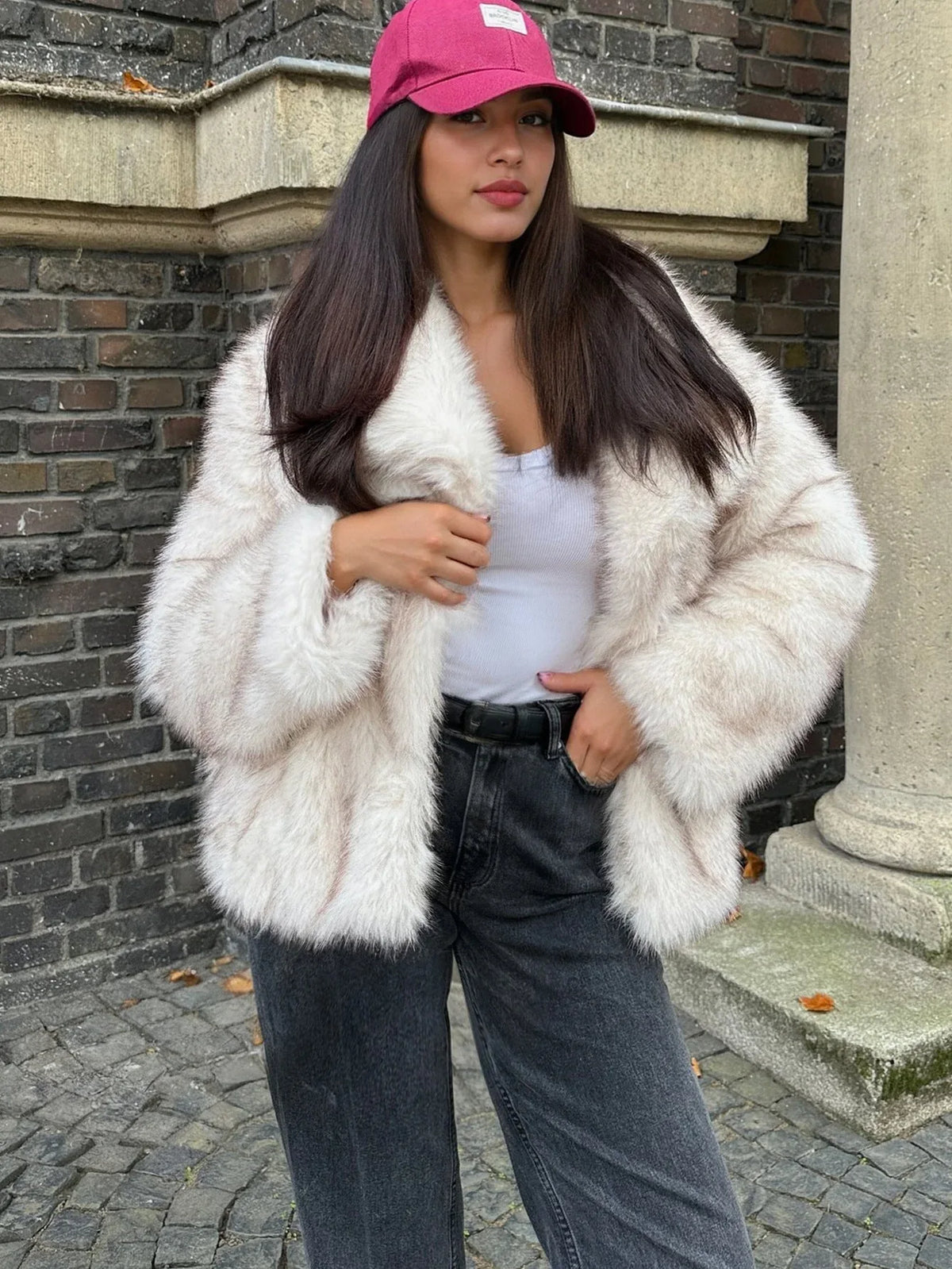 Snowflake Luxe Faux Fox Fur Jacket - View 6 | TEVQA