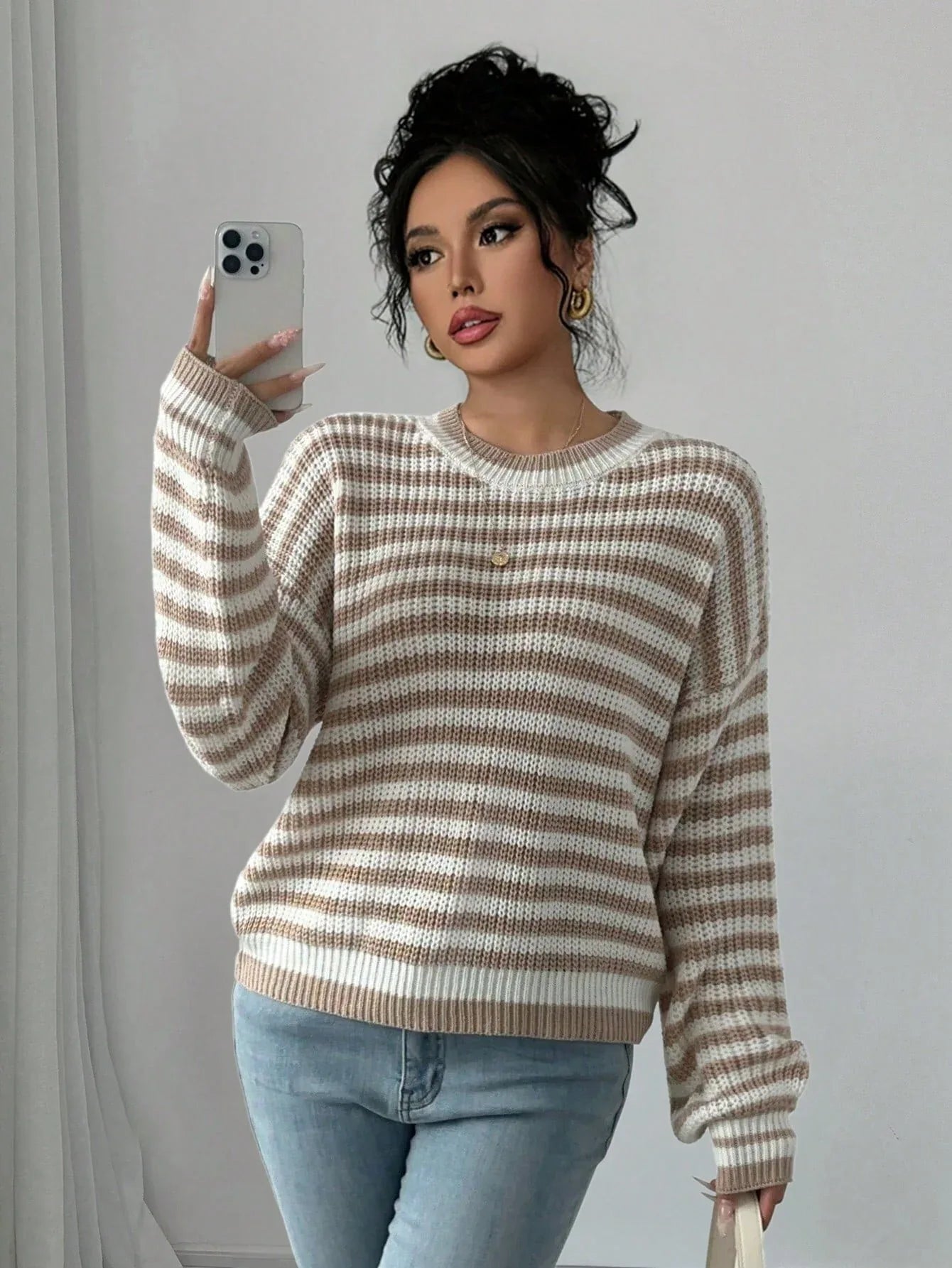 Coastal Breeze Striped Knit Sweater - View 10 | TEVQA
