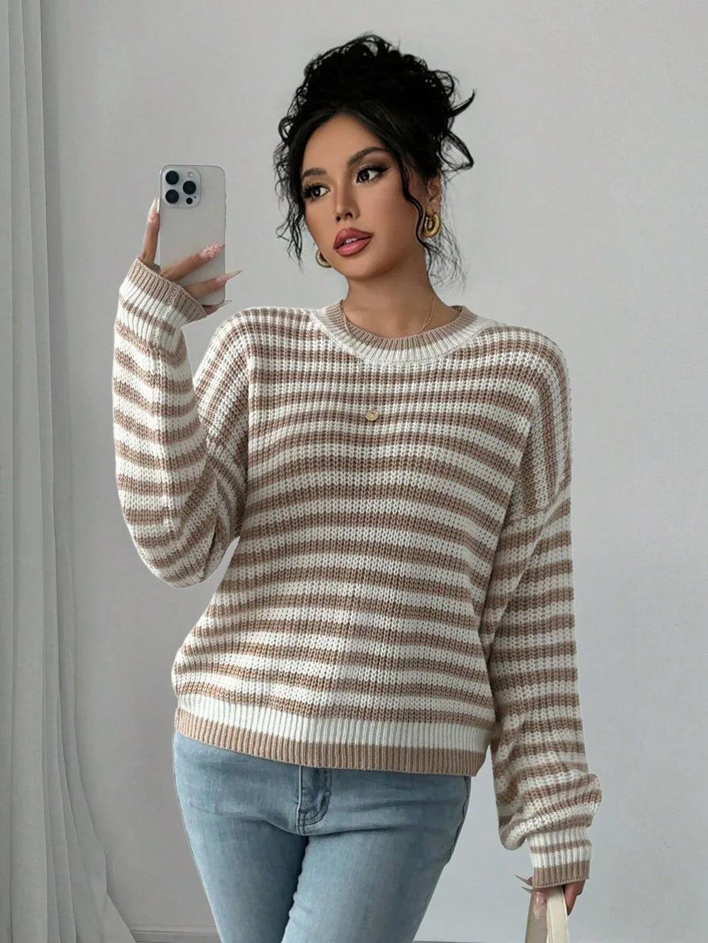 Coastal Breeze Striped Knit Sweater - View 10 | TEVQA