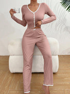 Ribbed knit pajama set - View 6 | TEVQA