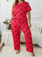 Plus Size "Love" Script Pajama Set - View 8 | TEVQA
