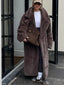 Luxurious Chocolate Brown Plush Faux Fur Maxi Coat - View 8 | TEVQA