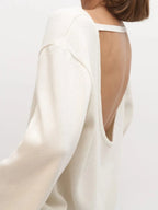 Heavyweight cotton knit sweater with open back detail - View 8 | TEVQA