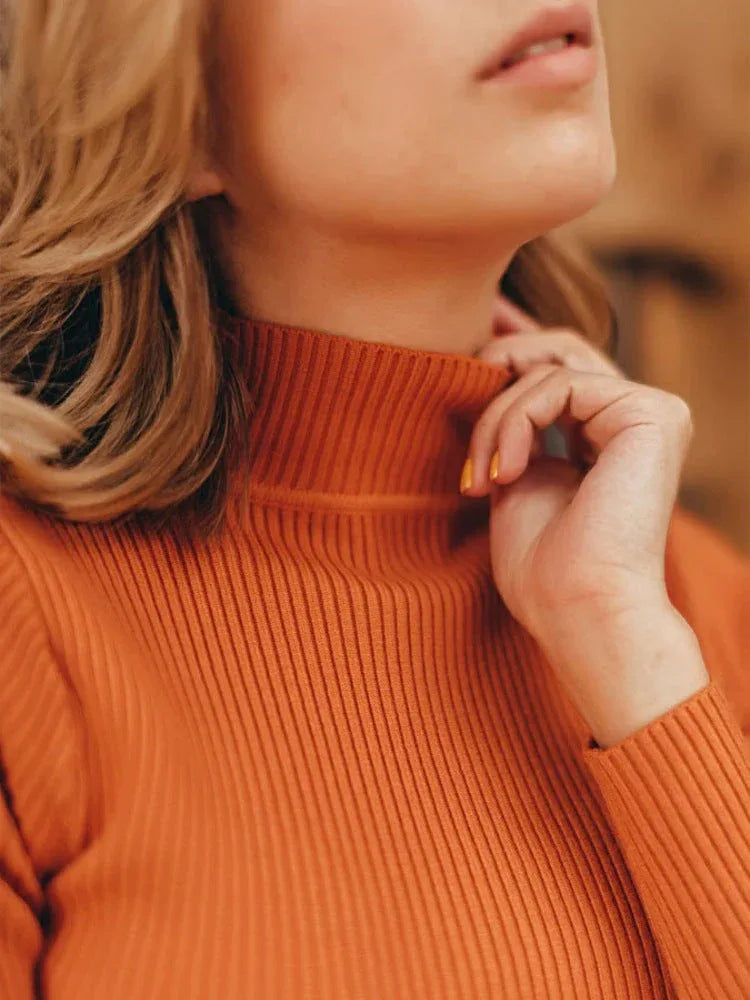 Essential Soft Ribbed Mock Neck Sweater - TEVQA