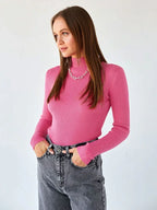 Soft Ribbed Mock Neck Sweater - View 48 | TEVQA