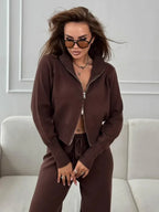 Elevated Double-Zip Knit Set - View 23 | TEVQA