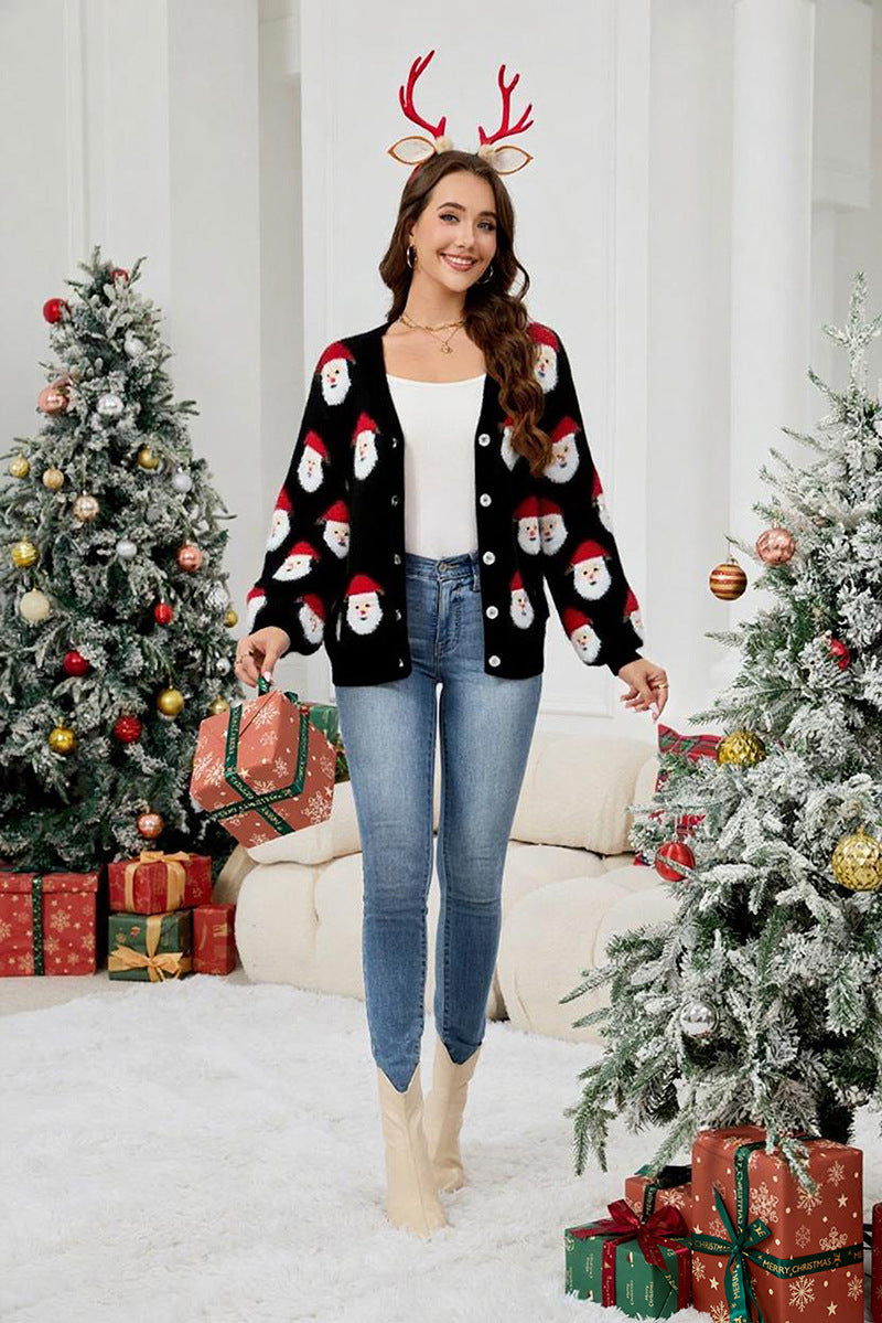 Coquette Pink Santa Button-Down Cardigan