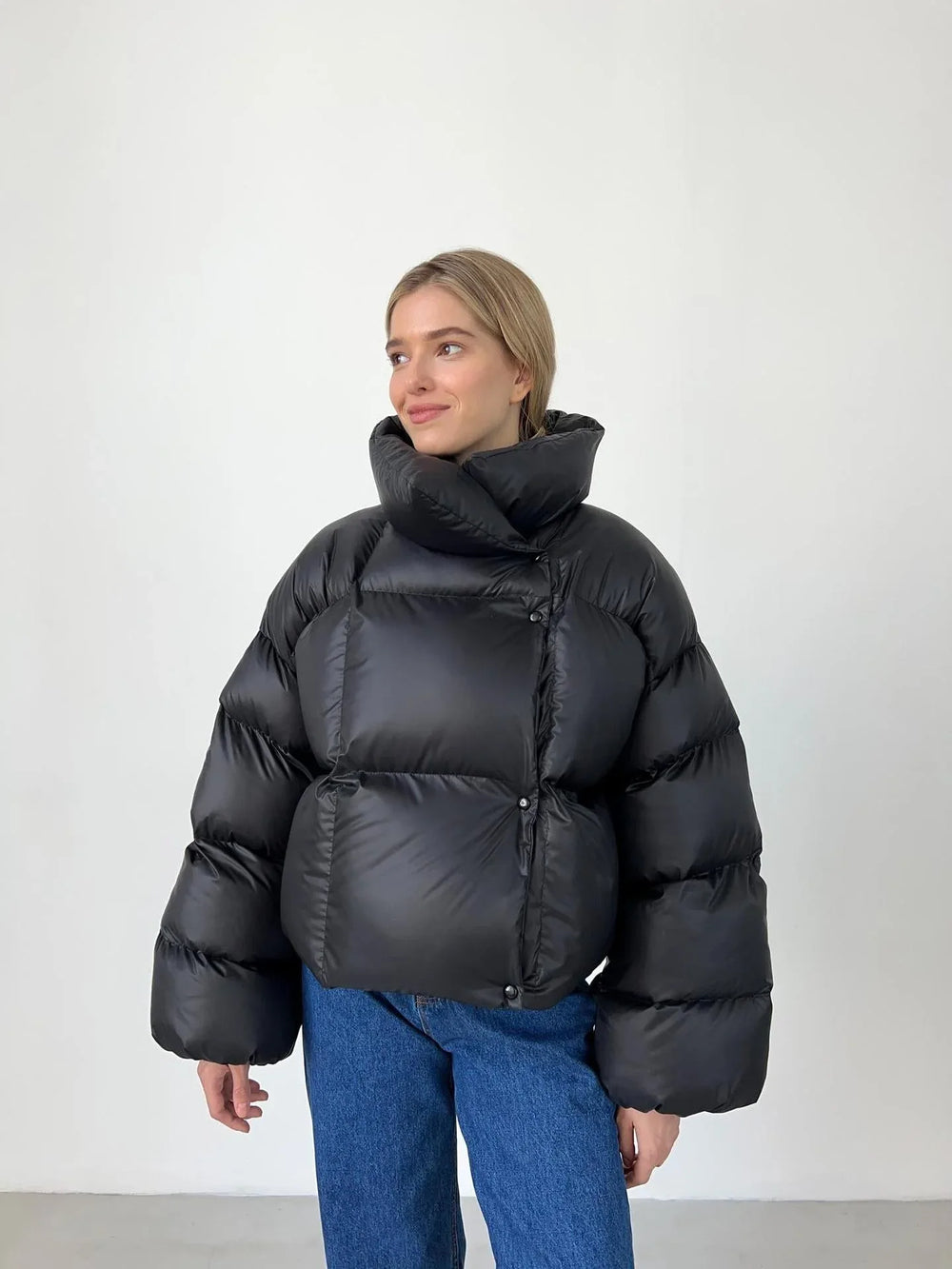 Urban Chic Oversized Hooded Puffer Jacket - TEVQA