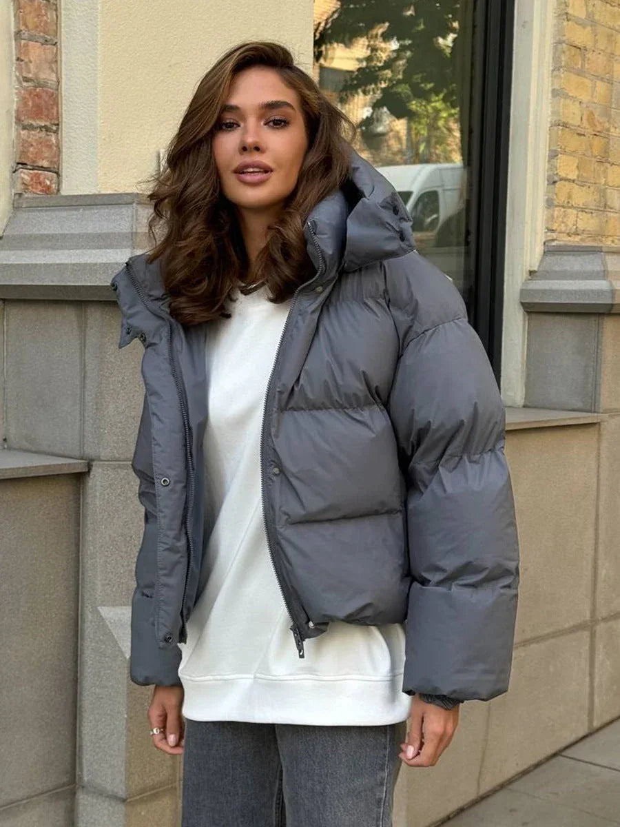 Short hooded puffer jacket - View 7 | TEVQA