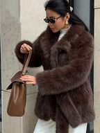 Vail Après-Ski Mid-Length Faux Fox Fur Coat - TEVQA