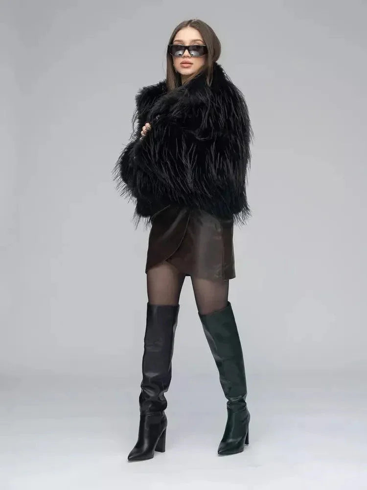 Shaggy Faux Fur Cropped Jacket Secondary image