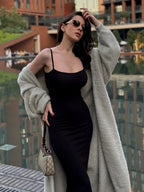 Luxe Faux Mink Maxi Cardigan - View 8 | TEVQA