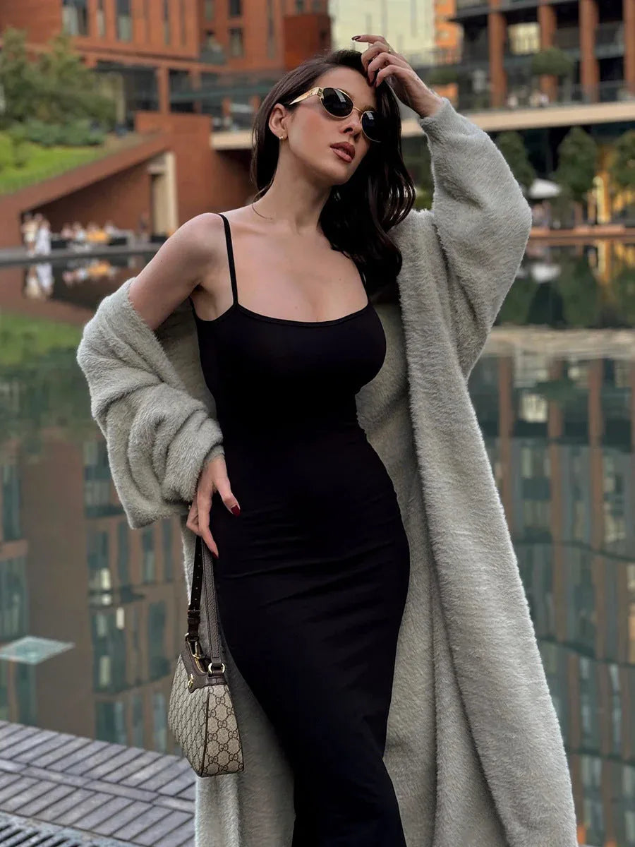 Luxe Faux Mink Maxi Cardigan - View 8 | TEVQA