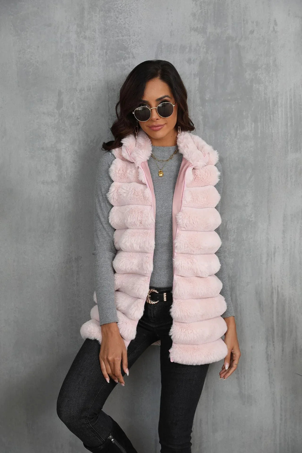 Tiered faux fur vest - View 7 | TEVQA