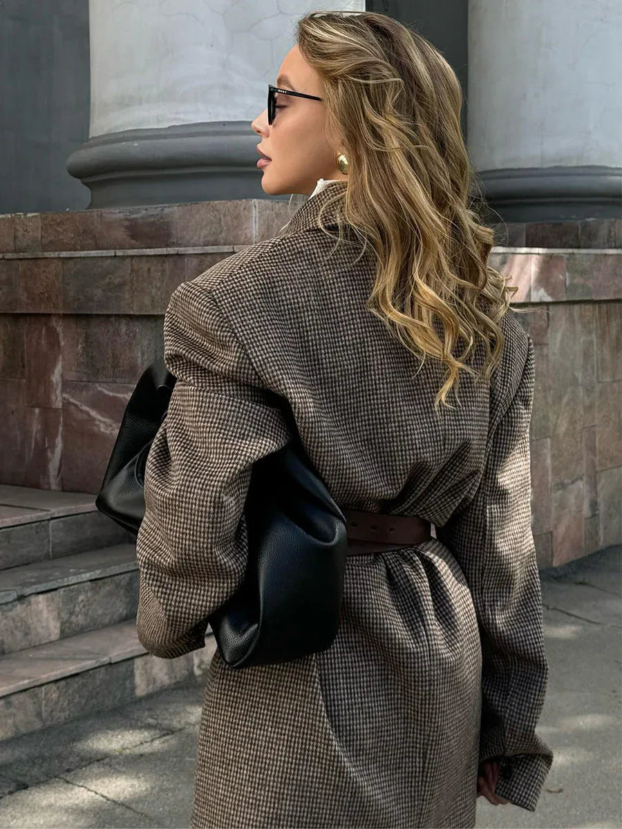 Heritage Houndstooth Wool Blend Coat - TEVQA