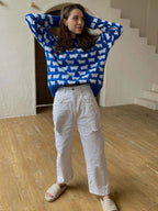 Whimsical Sheep Jacquard Knit Sweater - TEVQA