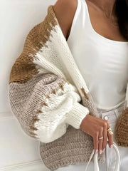 Vibrant Color Block Chunky Knit Cardigan - TEVQA