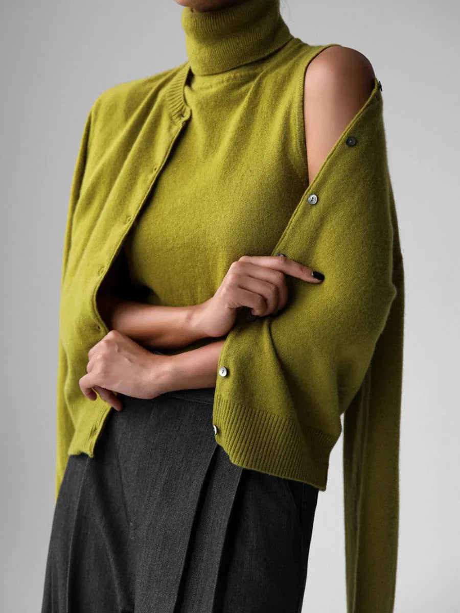 Classic knit vest and button cardigan ensemble - View 14 | TEVQA