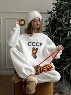 Vintage Red 'I'm from CCCP' Misha Bear Sweatshirt - TEVQA
