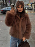 Faux Fur Lapel Jacket - View 12 | TEVQA