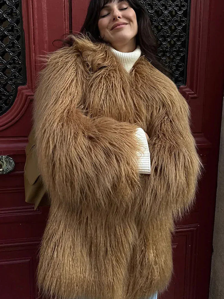 Shaggy Faux Fur Coat - View 9 | TEVQA
