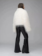 Shaggy faux fur cropped jacket - View 9 | TEVQA